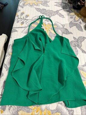 Collective Concepts Emerald Green Ruffle Halter Camisole
